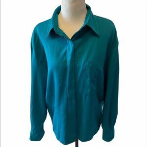 VINTAGE Woodward’s Teal Button Up Blouse M